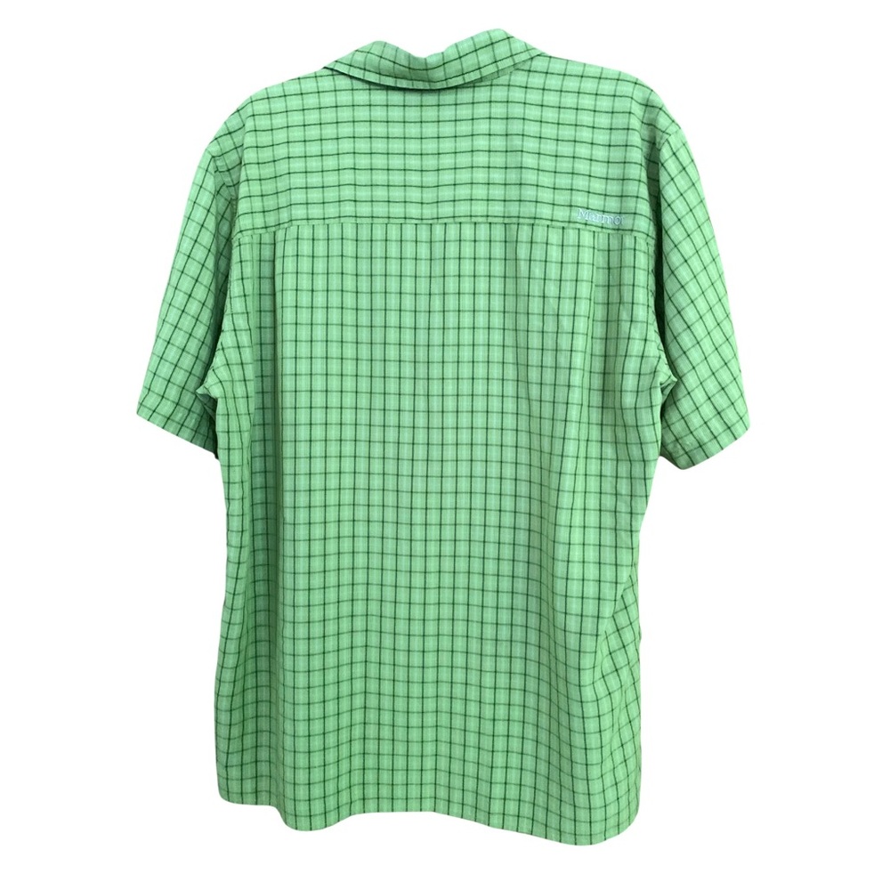 Marmot Eldridge Short Sleeve Green Windowpane Plaid Camp Shirt Sz L - Picture 2 of 9